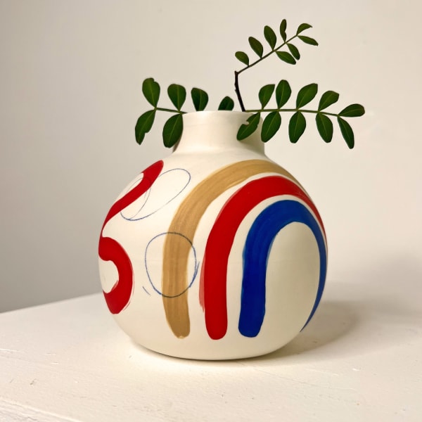 Sophie Alda, Round Bottle - Porcelain & Brushstrokes