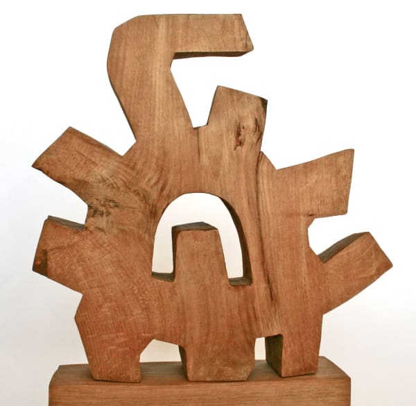 Caroline Saunders abstracted wooden sculpture in natural oak