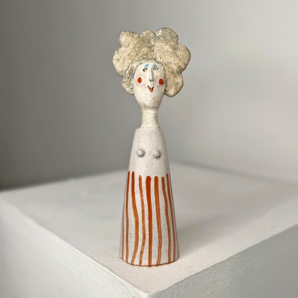 Jane Muir ceramic little lady with red stripes