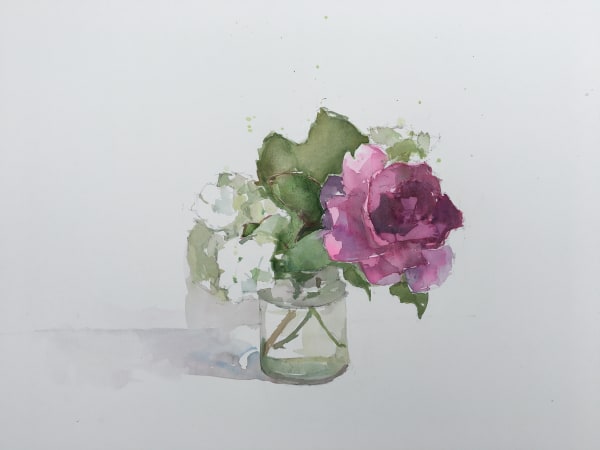Sarah Spackman, Timeless Purple Rose with White Hydrangeas, 2020
