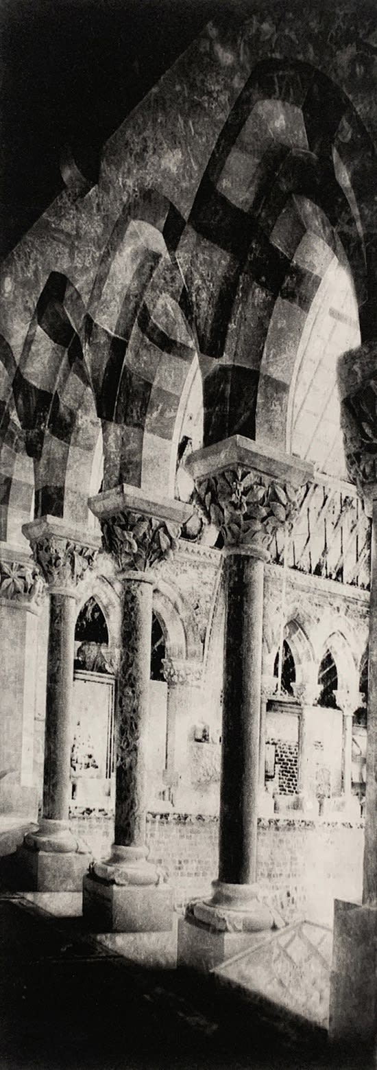 Lindsey Moran tonal black and white print of the architecture of the natural history museum, Oxford.