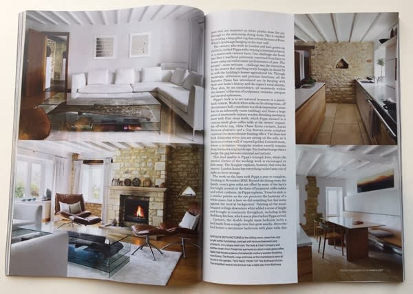 Lucas Ferreira magazine pages in House & Garden showing his sculpture in an interior setting,