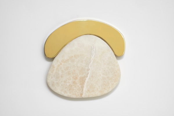 Le Boudeur II, 2025 Onyx and Polished Bronze 37cm x 49cm x 3cm (15" x 19" x 1")