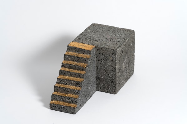 Untitled volcanic stone, gold leaf painting H 10cm x W 22cm x D 22cm (4" x 9" x 9")