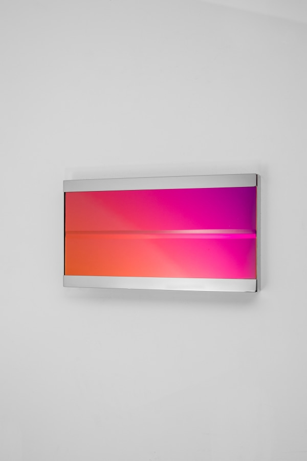 Portal IV, 2023 Metal, oxidised grooved glass 40.5 x 70.5 x 4 cm (16" x 28" x 1.5")
