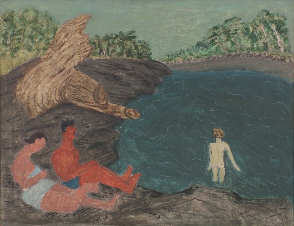 Milton Avery, A couple watching a child bathing, 1948