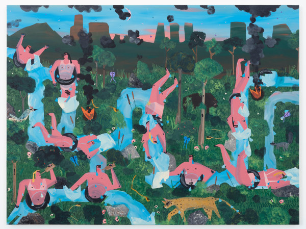 Andrea Joyce Heimer, Tubing The Blackfoot River With Fires, Snakes, And Animals Around, 2021