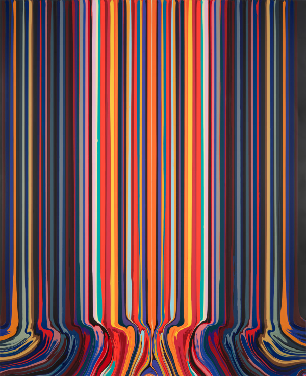 Ian Davenport, Red and Black Mirrored, 2020
