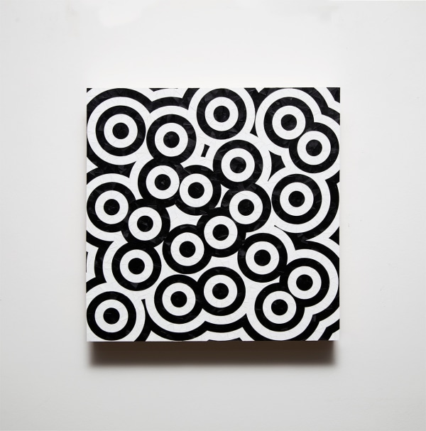 Gabriel de la Mora 2,2442023 Acrylic on turkey feathers 11 ¾ x 11 ¾ x 1 ⅝ in. (30 x 30 x 4 cm)