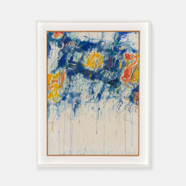 Sam Francis Untitled (Blue, Yellow, White)Circa 1956 Watercolor and gouache on paper laid down on canvas 29 ⅞ x 22 ⅛ in. (76 x 56.2 cm)