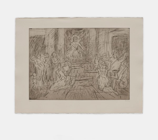 Leon Kossoff The Judgement of Solomon No. 21998 AP from an Edition of 20, plus 10 AP Etching Sheet 22 1/2 x 29 7/8 in. / 57.3 x 75.9 cm Plate 16 3/4 x 23 3/8 in. / 42.5 x 59.5 cm