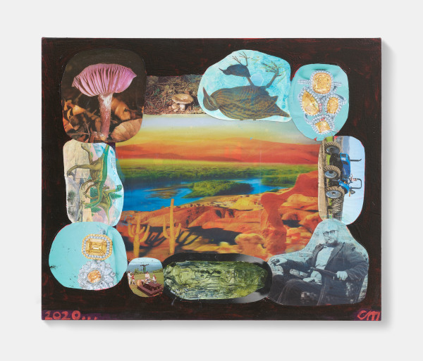 Chris Martin Hello Harry2020 Acrylic and oil and collage on canvas 26 x 31 in. / 66 x 78.7 cm