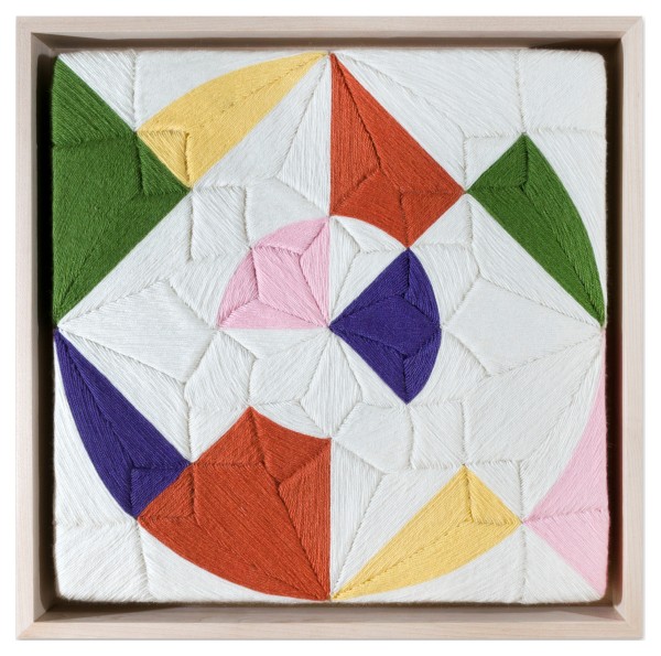 Eduardo Terrazas Possibilities of a Structure: Cosmos 1.1.3002018 Wool yarn on wooden board covered with Campeche wax 13 5/8 x 13 5/8 x 2 1/2 in. / 34.5 x 34.5 x 6.5 cm