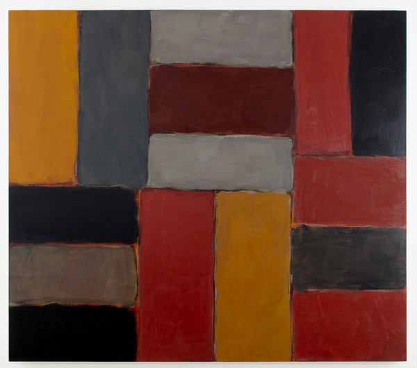 Sean Scully Crimson Yellow BARS2004 Oil on canvas 75 x 85 in. / 190.5 x 215.9 cm