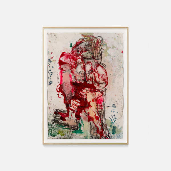 Daniel Crews-Chubb Study of a Figure I (Immortals)2024 Charcoal, acrylic, pigment stick, ink, sand, and spray paint on paper 33 ⅛ x 23 ¼ in. (84 x 59 cm) Framed: 36 ⅜ x 26 ½ in. (92.3 x 67.4 cm)