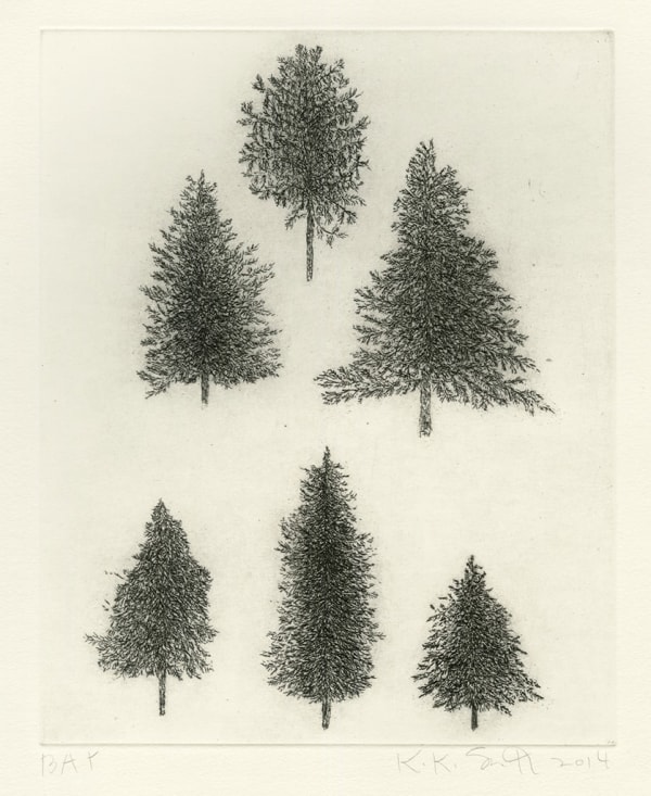 Kiki Smith Standing VII2014 This work is number 11 from an edition of 18 plus 4 artist's proofs and 3 printer's proofs. Copperplate intaglio with collage 15 1/2 x 13 in. / 39.4 x 33 cm