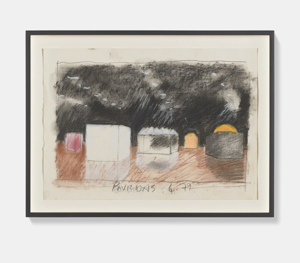 Victor Willing Pavilions1979 Crayon and pastel on paper Paper: 11 ⅝ x 16 ½ in. (29.5 x 42 cm) Frame: 14 ⅛ x 18 ⅞ x 1 ⅛ in. (36 x 48 x 3 cm)