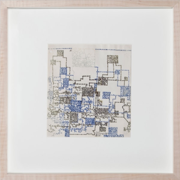 Eduardo Terrazas Traces 6.73b1971 Marker and paper incrustations on paper Image dims: 6 x 5 1/2 in. 15.5 x 14 cm Framed dims: 12 x 12 in. / 30.7 x 30.7 cm