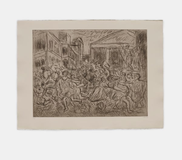 Leon Kossoff The Rape of Sabines No. 11998 AP from an Edition of 20, plus 10 AP Etching Sheet 22 1/2 x 29 7/8 in. / 57.2 x 75.9 cm Plate 17 7/8 x 23 3/8 in. / 45.4 x 59.4 cm