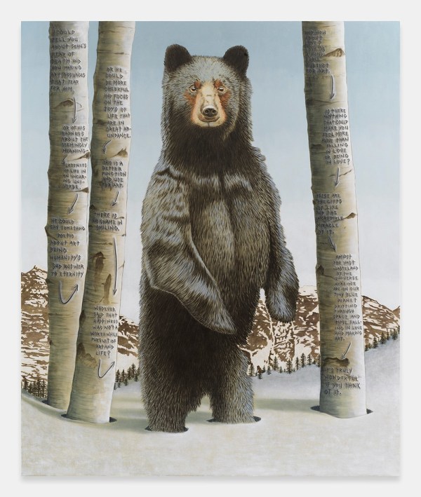 Sean Landers Truly Wonderful (Black Bear)2024 Oil on linen 72 x 60 in. (182.9 x 152.4 cm)