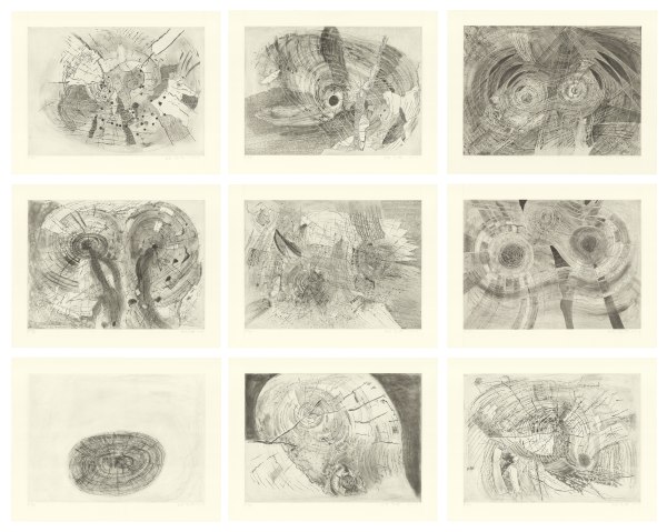 Kiki Smith Sorcery (Whole Set)2019 This work is number 9 from an edition of 13 plus 1 exhibition proof. Intaglio in 2 colours 27 1/2 x 35 in. / 69.8 x 88.9 cm (9 parts, individual dimensions)