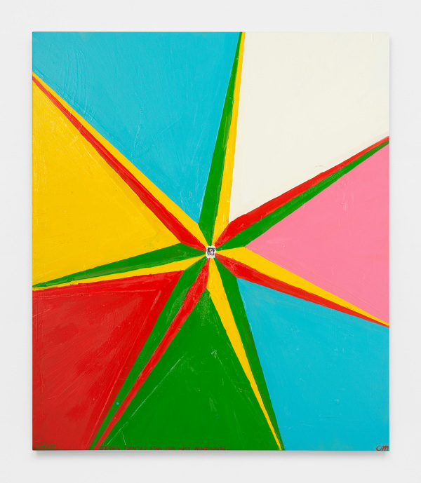 Chris Martin Seven Pointed Star for Amy Winehouse2020 Oil, alkyd, and collage on canvas 75 x 64 in. (190.5 x 162.5 cm)