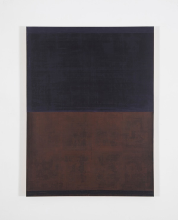 Gabriel de la Mora MCI / 2-IX f2015 Discarded rubber blanket from offset printing press, mounted on wood 47 1/4 x 35 3/8 x 1 1/2 in 120 x 89.9 x 3.8 cm