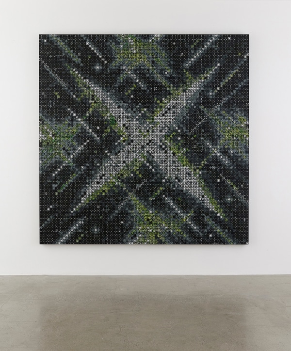 Ding Yi Appearance of Crosses 2016-72016 Mixed media on basswood 94 1/2 x 94 1/2 in 240 x 240 cm