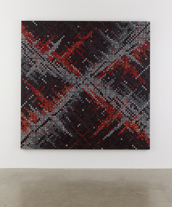 Ding Yi Appearance of Crosses 2016-92016 Mixed media on basswood 94 1/2 x 94 1/2 in 240 x 240 cm