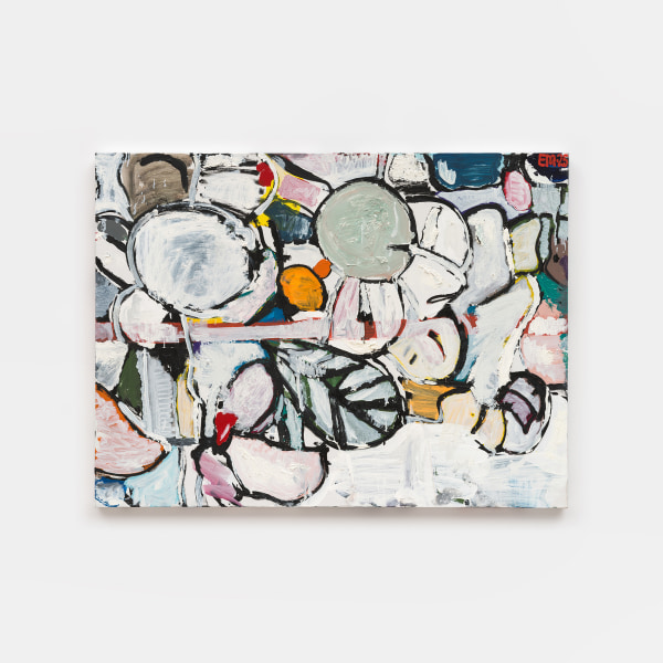 Eddie Martinez Loggiacally2025 Acrylic, oil, and gesso on linen 30 x 40 in. (76.2 x 101.6 cm) Framed: 31 x 41 in. (78.7 x 104.1 cm)