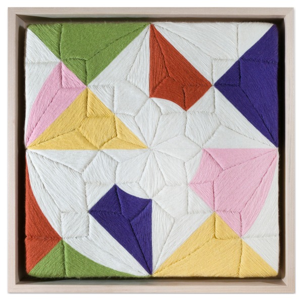 Eduardo Terrazas Possibilities of a Structure: Cosmos 1.1.3012018 Wool yarn on wooden board covered with Campeche wax 13 5/8 x 13 5/8 x 2 1/2 in. / 34.5 x 34.5 x 6.5 cm