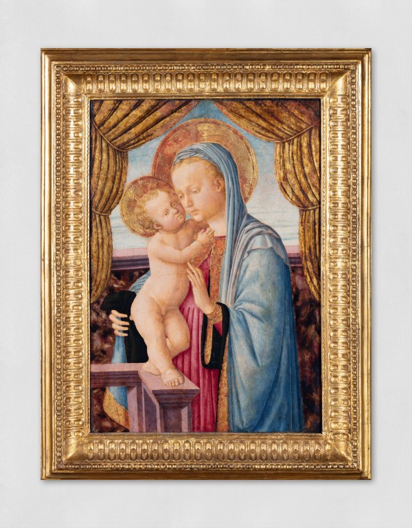 A tempera painting of the Virgin Mary and Jesus Christ.
