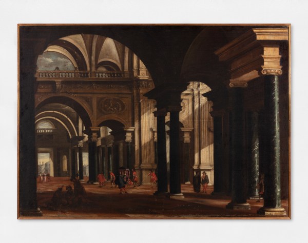 painting depicting the interior of a church