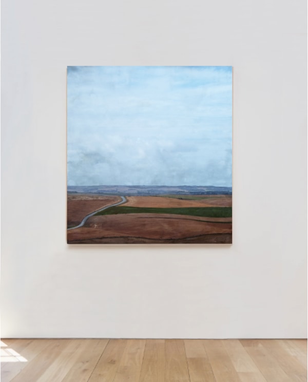 The Western Field beeswax, resin and pigment on photo on panel 110cm x 100cm