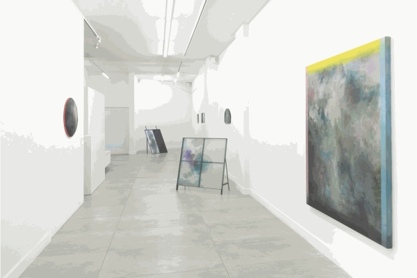 Adelheid De Witte, ‘Feu d’Artifice / II’, 2020. Oil & crayons on linnen, 160 x 120 cm zaalzicht solo Adelheid De Witte, There are Fireworks at 11pm, Barbé Urbain gallery atelier, Adelheid De Witte © Marthe Hoet