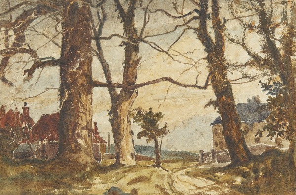 Claude Grahame Muncaster , PRSMA, RWS, ROI, RBA, Trees in the garden at Whitelocks, Sutton, Sussex