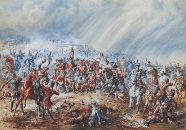 Edward George Hobley (1866-1916) , Assault by the French cavalry at the Battle of Waterloo, 18 June 1815