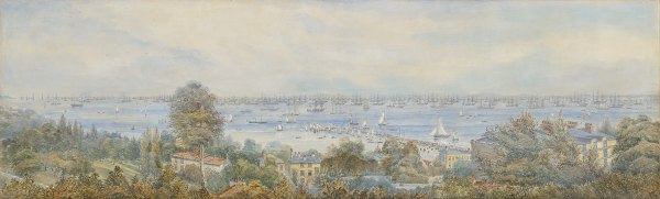 English School (19th century) , Panorama of the Fleet Review, off Ryde, Isle of Wight,1856