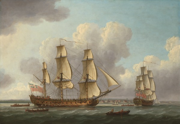 John Cleveley Snr , The East Indiaman 'Princess Royal' at the Downs on her maiden voyage to and from China, 9th July 1771