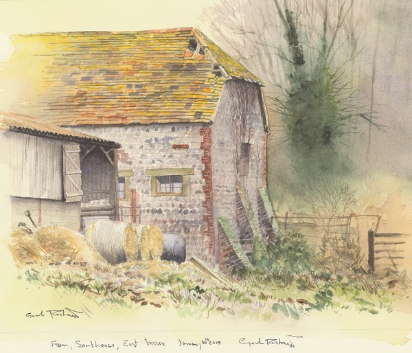 Gordon Rushmer, Barn, Bales and Buttresses, Southease