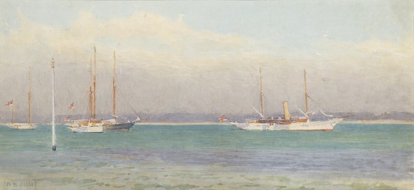 Alma Claude Burlton Cull , 'Miranda' and other RYS yachts off The Castle, Cowes