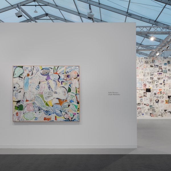 Installation view, "Eddie Martinez: Studio Wall Redux," Booth A14, Frieze London, 2023. Photo: Sebastiano Pellion di Persano.