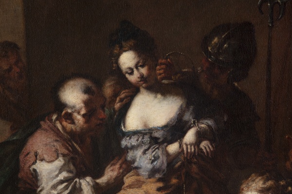 Detail eines Gemäldes, das die Ehebrecherin darstellt