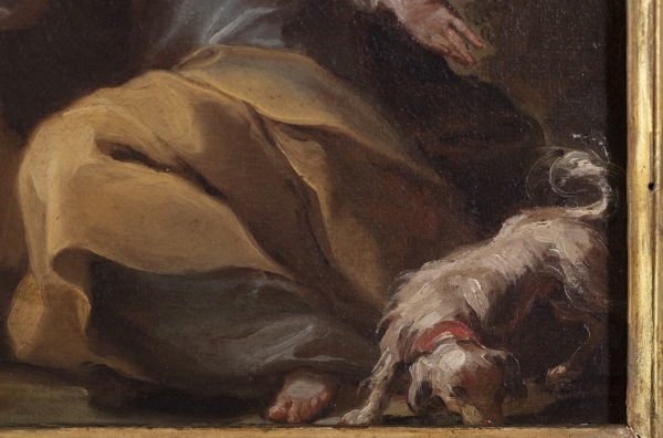 Ausschnitt eines Gemäldes, das einen Hund darstellt