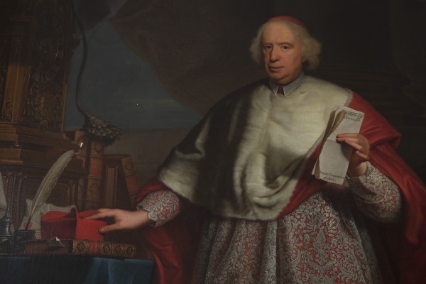 Detail eines Gemäldes von Kardinal Pompeo Aldrovan.