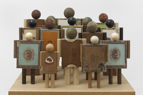 Peter Blake, Crowd, 2014, cigar boxes, wood and found objects, 20 1/4 x 29 3/4 x 25 1/4 in / 51.5 x 75.5 x 64 cm