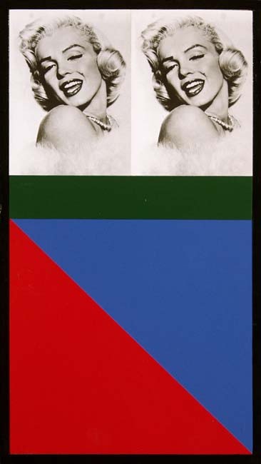 Peter Blake, Marilyn Monroe. Red & Blue, 1990, photograph and enamel paint on wood,  15 3/4 x 8 5/8 in/ 40 x 22 cm