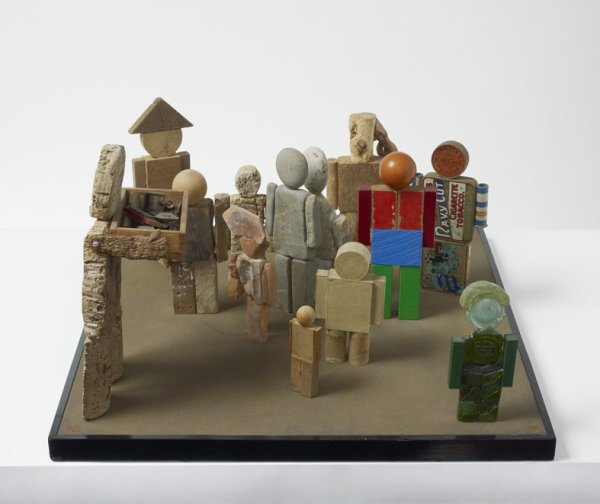 Peter Blake, A Man Selling Musical Instruments to Members of Minority Groups (from Incidents from a Sculpture...), 1983