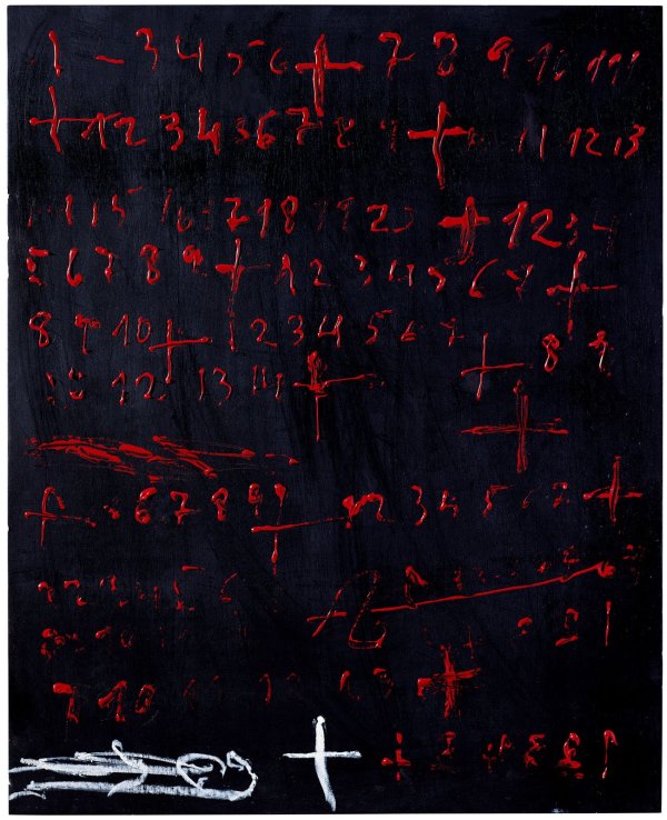 Antoni Tàpies, Xifres vermelles (Red figures), 2009