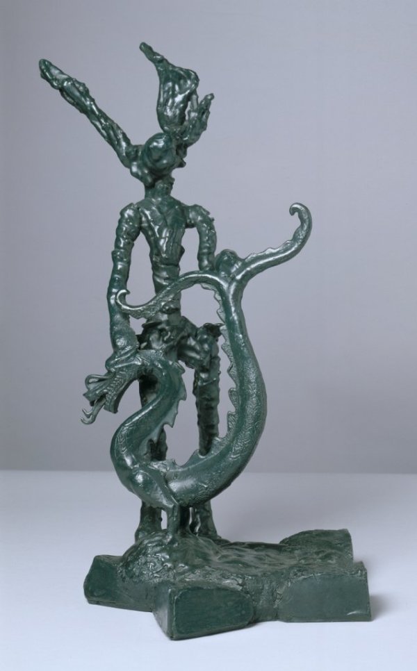 Barry Flanagan, Prickly Hare meets Dragon (trophy), 2005